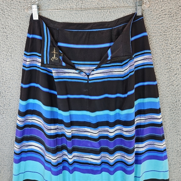 Yumi Kim Multi Color Vertical Striped Back Zip 100% Silk Maxi Skirt Sz L. - Picture 9 of 11